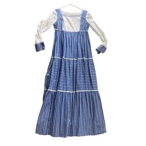 Sue Brett Junior 1950’s Blue And White Pleated Peasant Dress